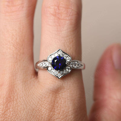Brilliant Sapphire Lotus Ring - Palmary