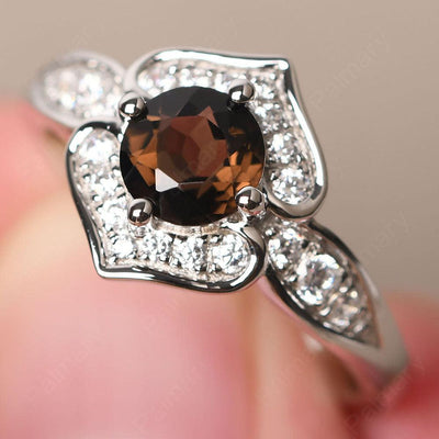 Brilliant Smoky Quartz  Lotus Ring - Palmary