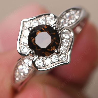 Brilliant Smoky Quartz  Lotus Ring - Palmary
