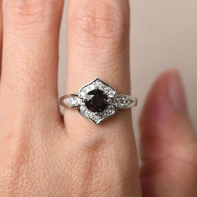 Brilliant Smoky Quartz  Lotus Ring - Palmary