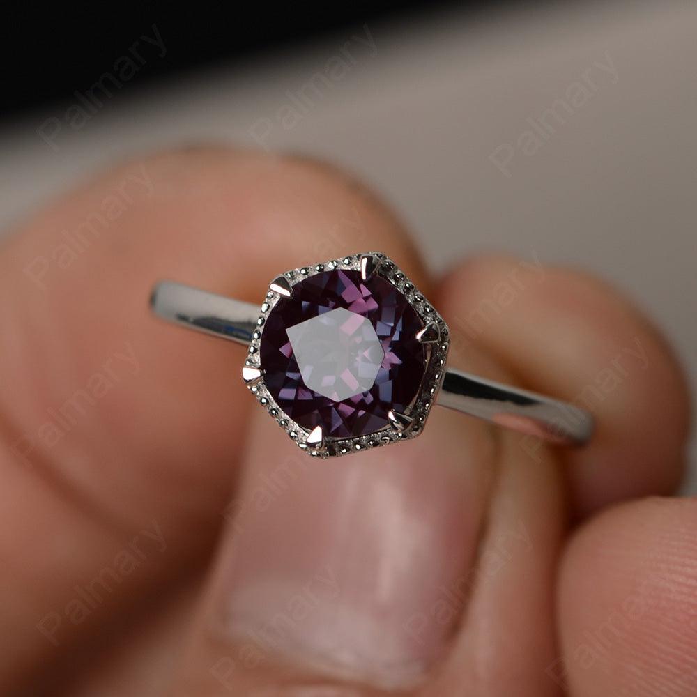 Hexagon Alexandrite Solitaire Rings - Palmary