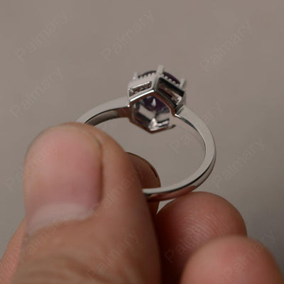 Hexagon Alexandrite Solitaire Rings - Palmary