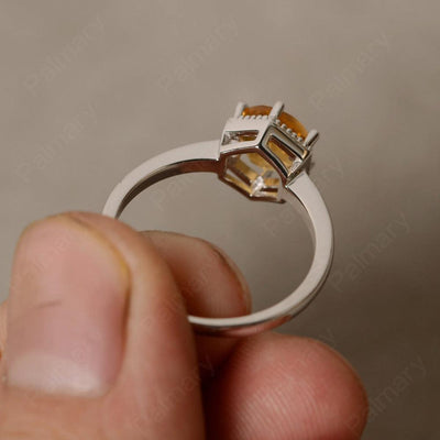 Hexagon Citrine Solitaire Rings - Palmary