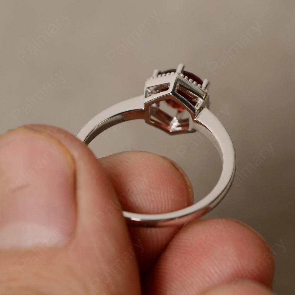 Hexagon Garnet Solitaire Rings - Palmary