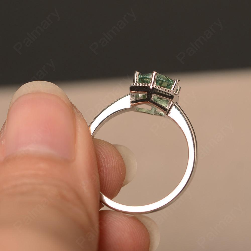 Hexagon Green Amethyst Solitaire Rings - Palmary