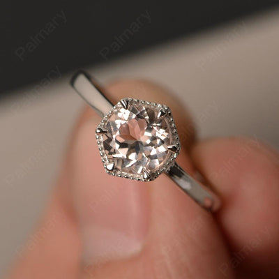 Hexagon Morganite Solitaire Rings - Palmary