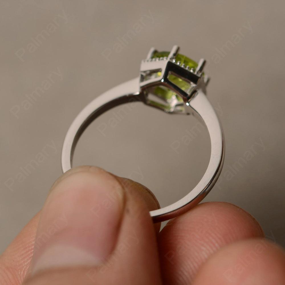 Hexagon Peridot Solitaire Rings - Palmary