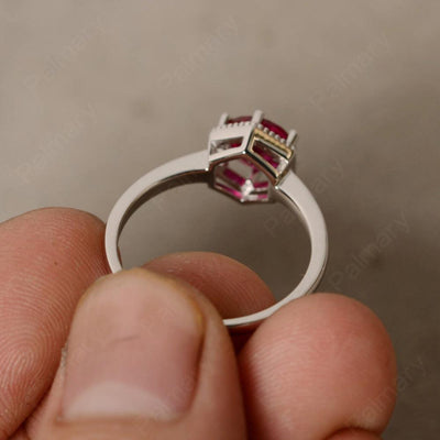 Hexagon Ruby Solitaire Rings - Palmary