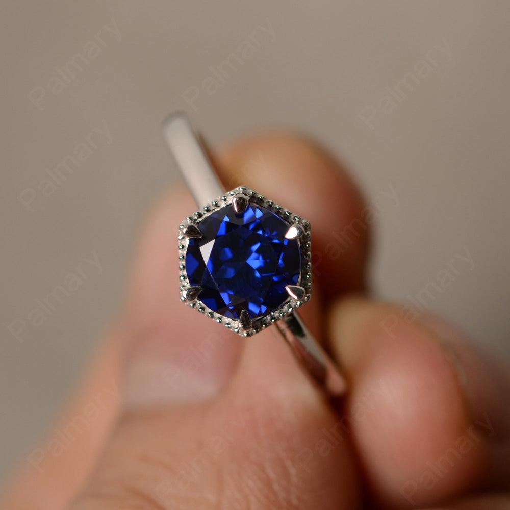 Hexagon Sapphire Solitaire Rings - Palmary