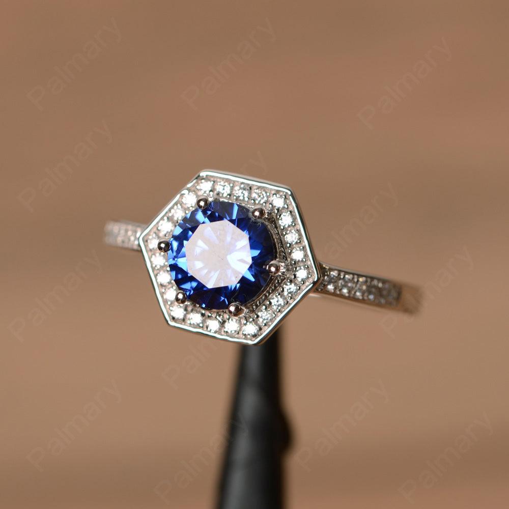 Brilliant Cut Sapphire Halo Rings - Palmary