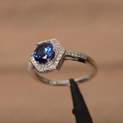 Brilliant Cut Sapphire Halo Rings - Palmary