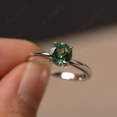 Round Cut Green Sapphire Solitaire Ring - Palmary