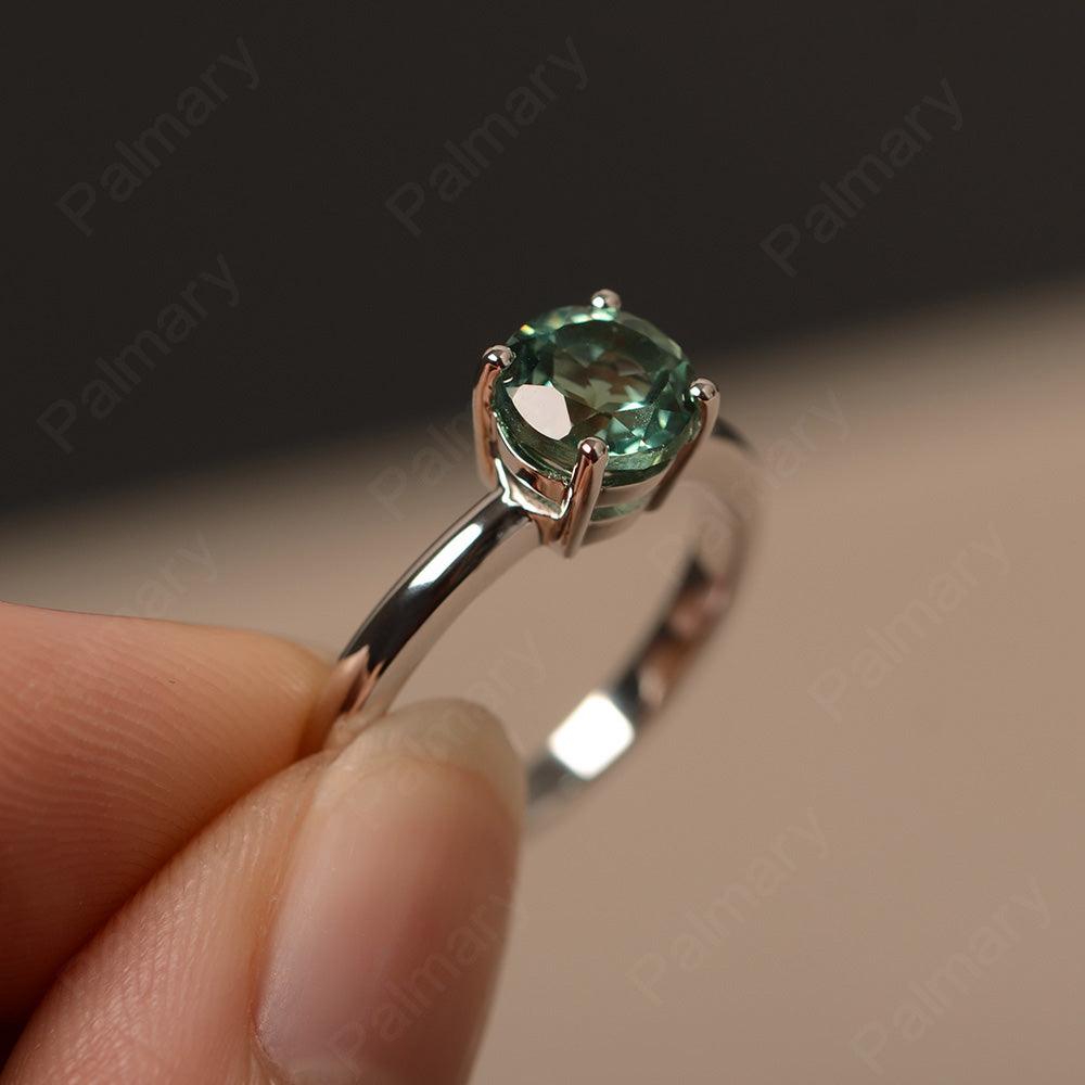 Round Cut Green Sapphire Solitaire Ring - Palmary