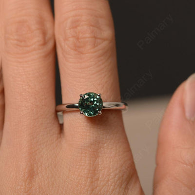 Round Cut Green Sapphire Solitaire Ring - Palmary