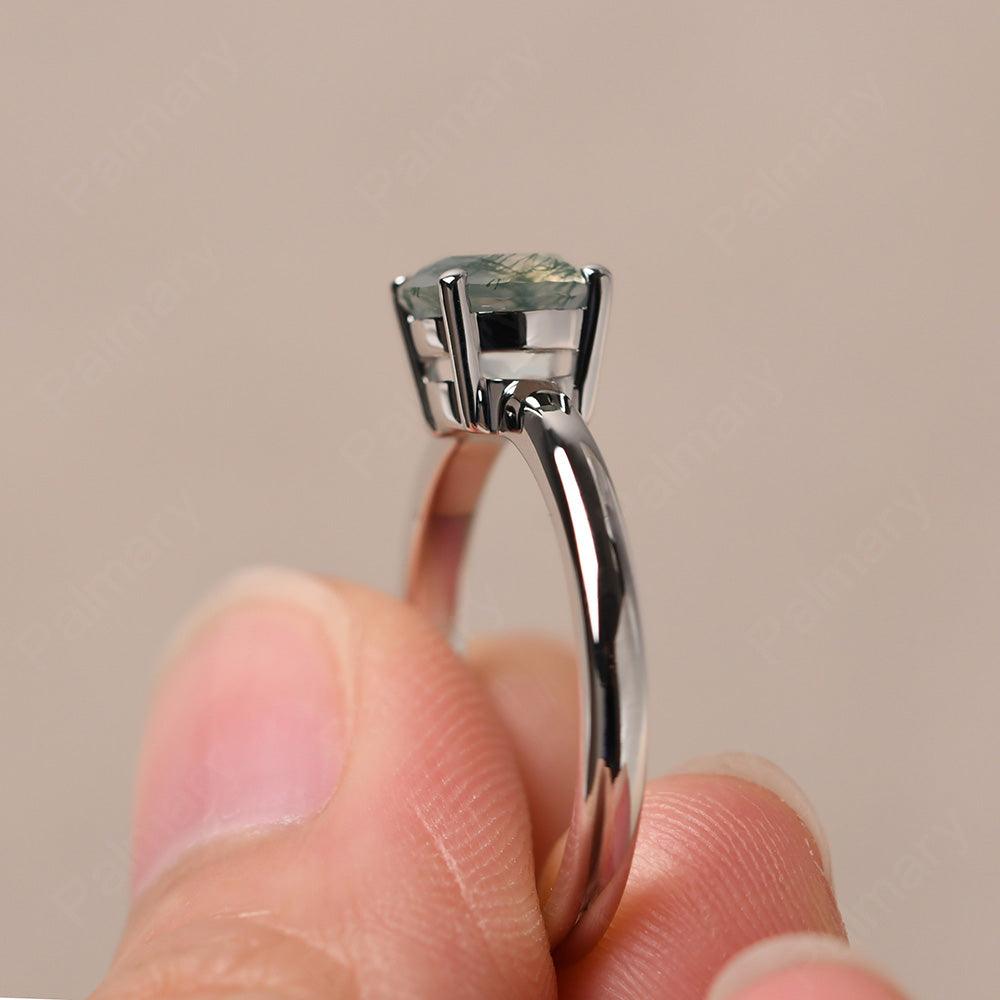 Round Cut Moss Agate Solitaire Ring - Palmary