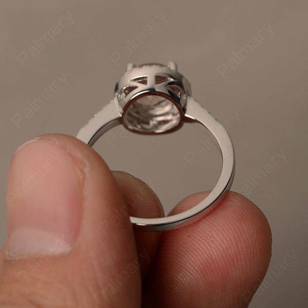 Round Cut Morganite Halo Wedding Rings - Palmary