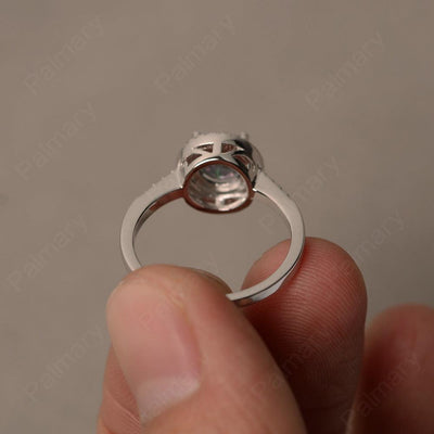 Round Cut Mystic Topaz Halo Wedding Rings - Palmary