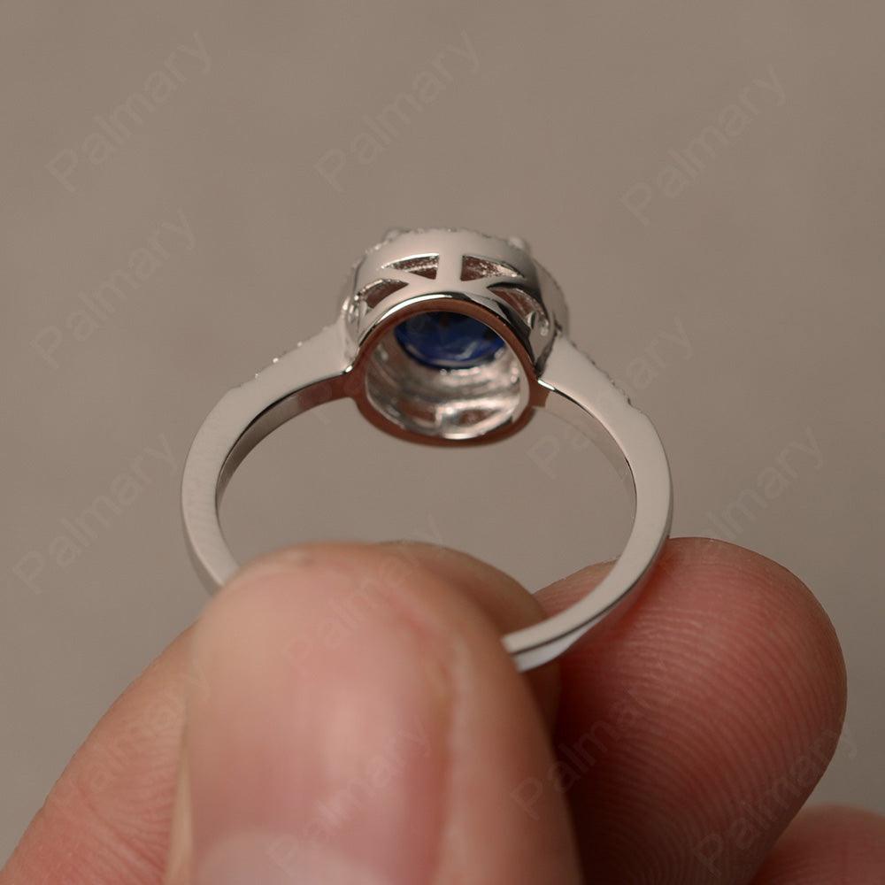 Round Cut Sapphire Halo Wedding Rings - Palmary