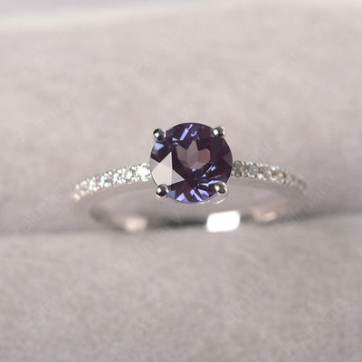 Round Cut Alexandrite Wedding Ring Silver - Palmary