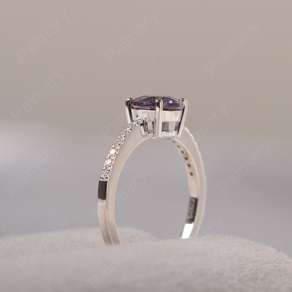 Round Cut Alexandrite Wedding Ring Silver - Palmary