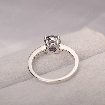 Round Cut Alexandrite Wedding Ring Silver - Palmary
