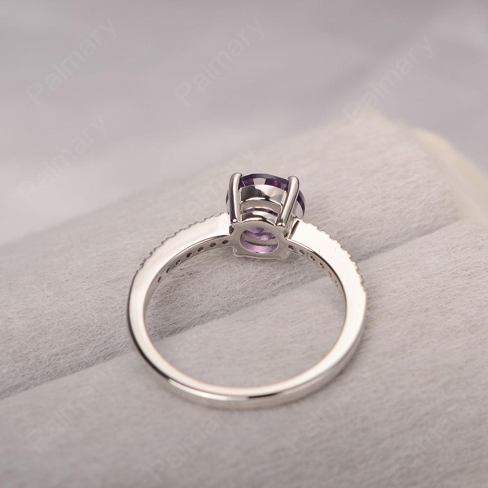 Round Cut Amethyst Wedding Ring Silver - Palmary