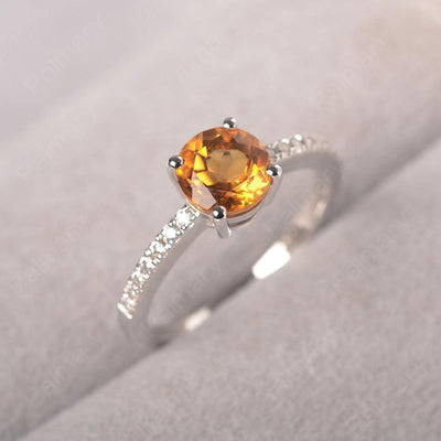 Round Cut Citrine Wedding Ring Silver - Palmary