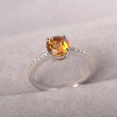 Round Cut Citrine Wedding Ring Silver - Palmary