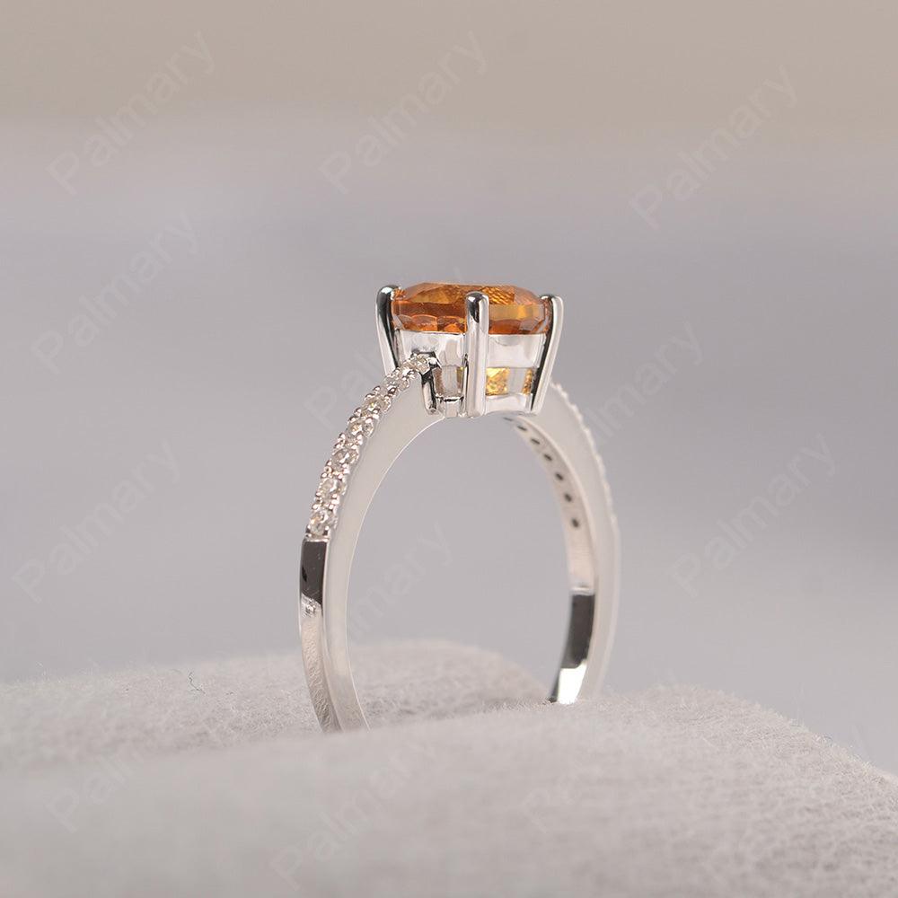 Round Cut Citrine Wedding Ring Silver - Palmary
