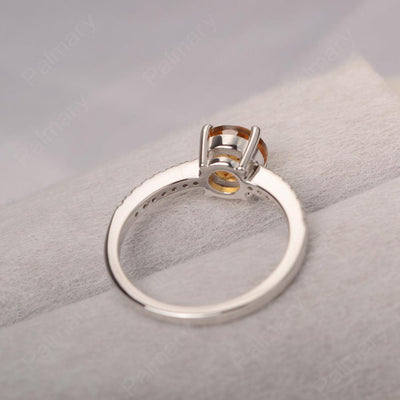 Round Cut Citrine Wedding Ring Silver - Palmary