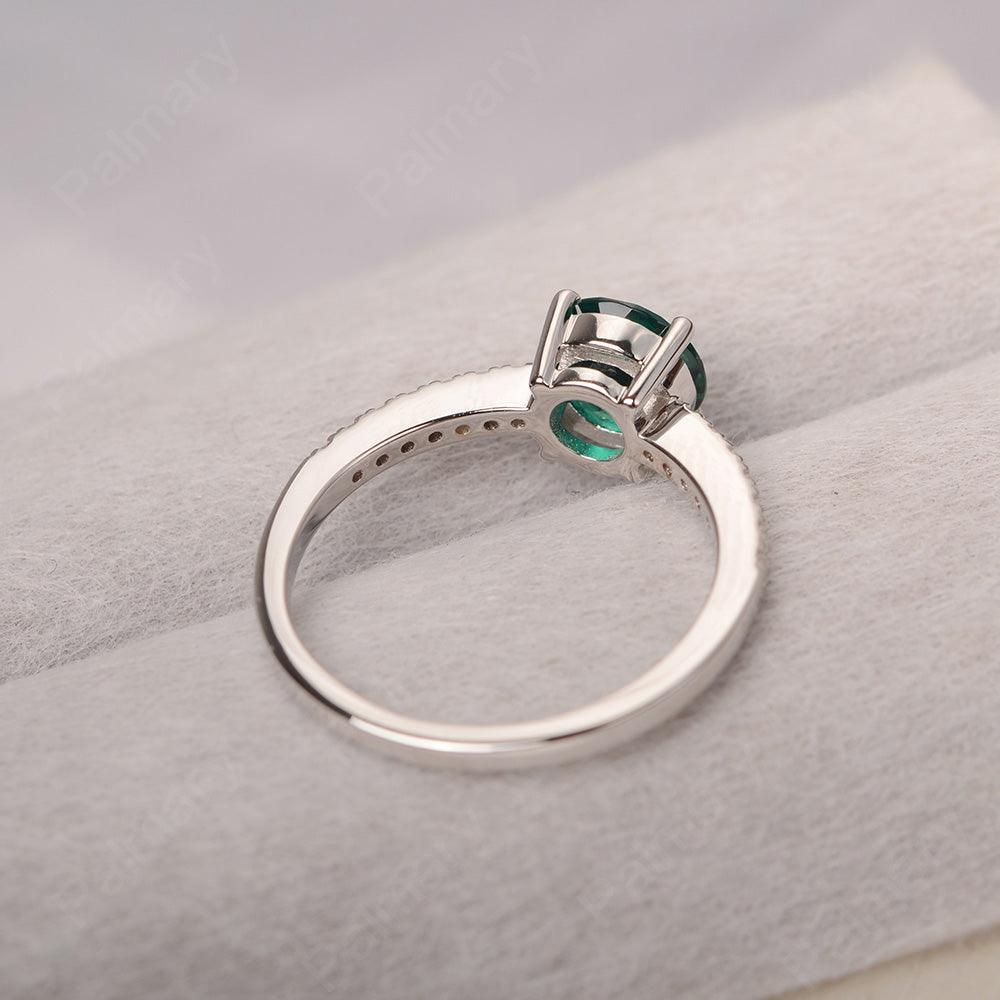 Round Cut Emerald Wedding Ring Silver - Palmary