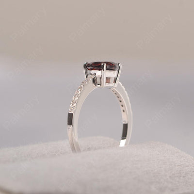 Round Cut Garnet Wedding Ring Silver - Palmary