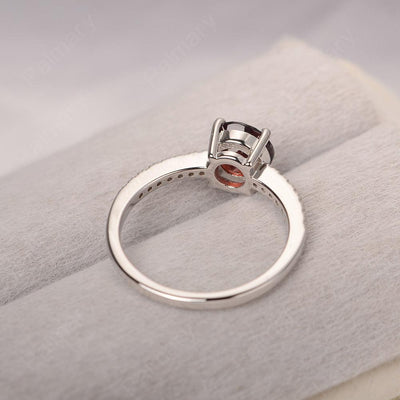 Round Cut Garnet Wedding Ring Silver - Palmary