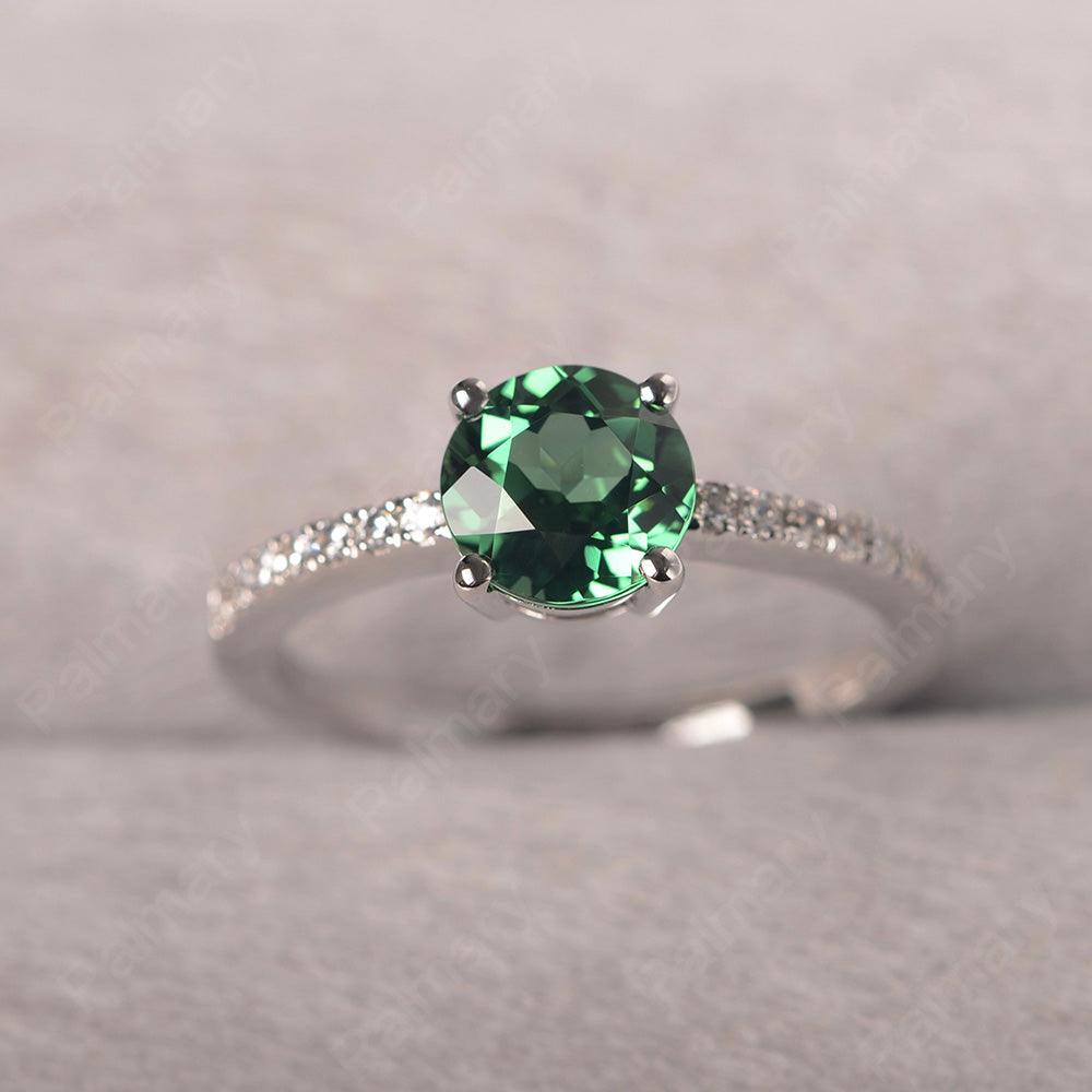 Round Cut Green Sapphire Wedding Ring Silver - Palmary