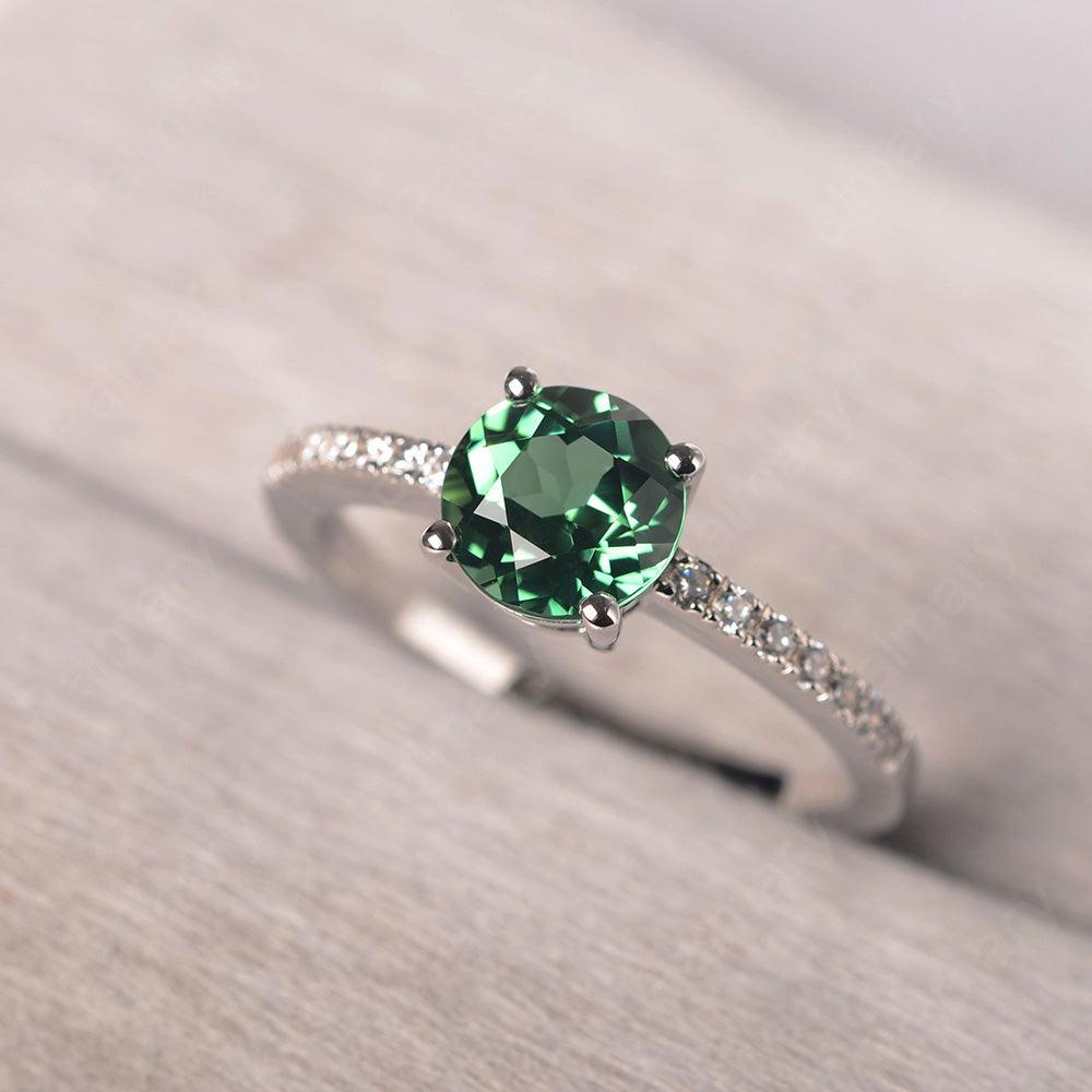 Round Cut Green Sapphire Wedding Ring Silver - Palmary