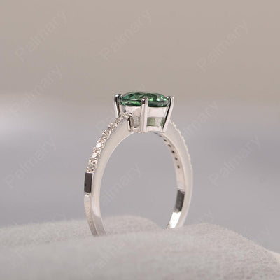Round Cut Green Sapphire Wedding Ring Silver - Palmary