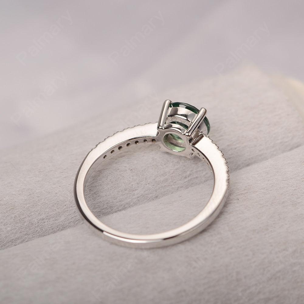 Round Cut Green Sapphire Wedding Ring Silver - Palmary