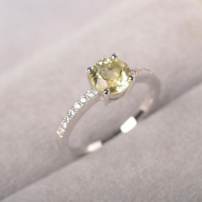 Round Cut Lemon Quartz Wedding Ring Silver - Palmary