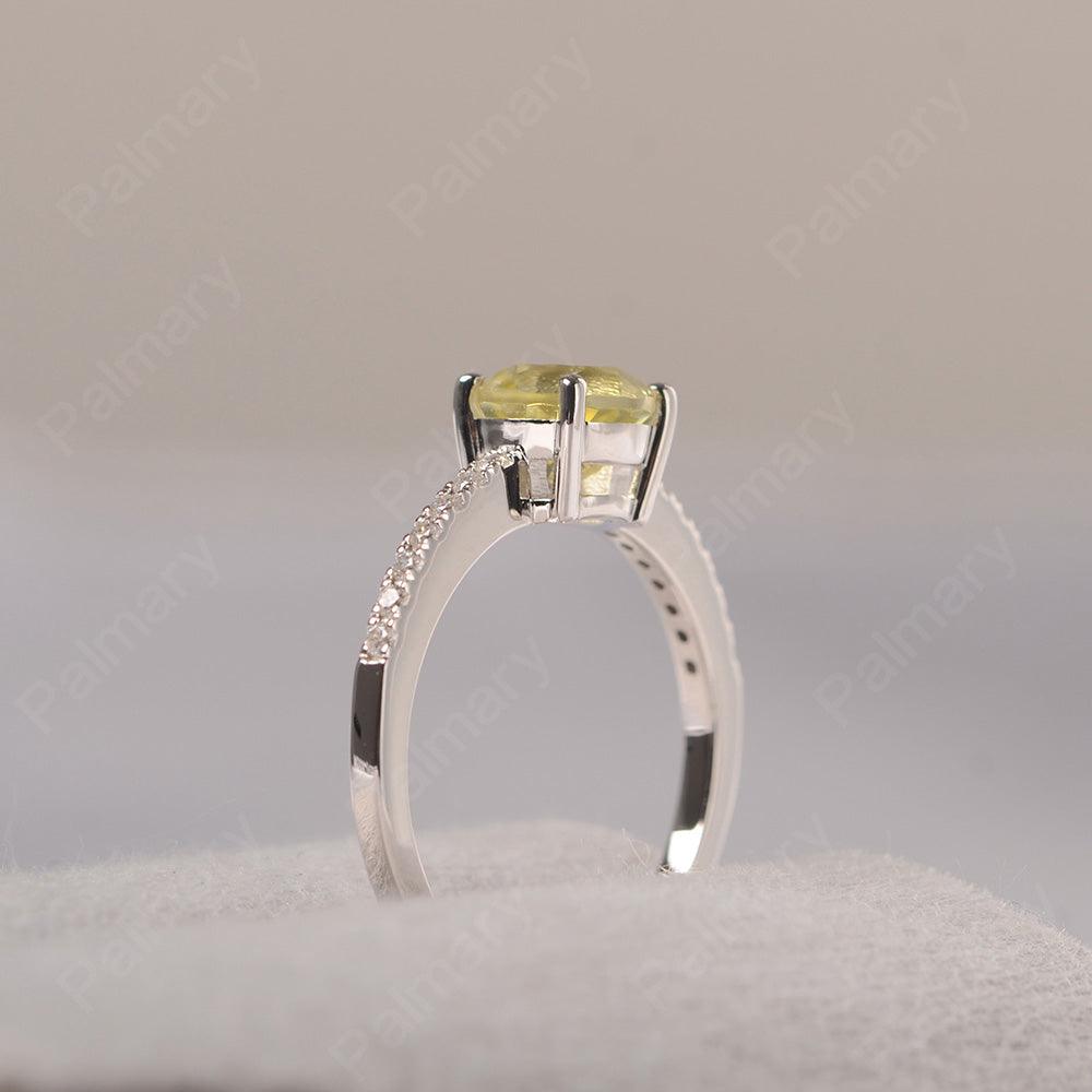 Round Cut Lemon Quartz Wedding Ring Silver - Palmary