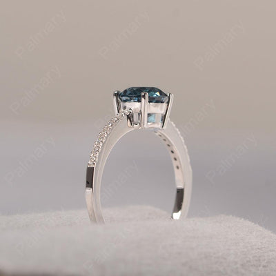 Round Cut London Blue Topaz Wedding Ring Silver - Palmary