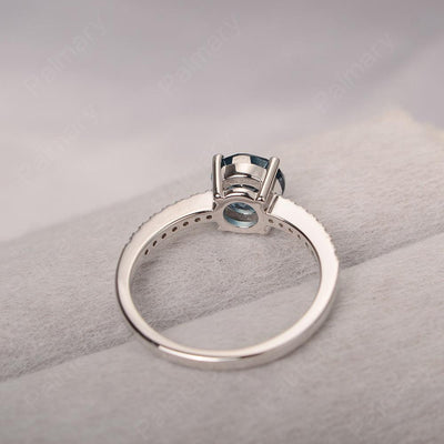 Round Cut London Blue Topaz Wedding Ring Silver - Palmary