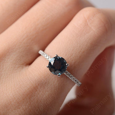 Round Cut London Blue Topaz Wedding Ring Silver - Palmary