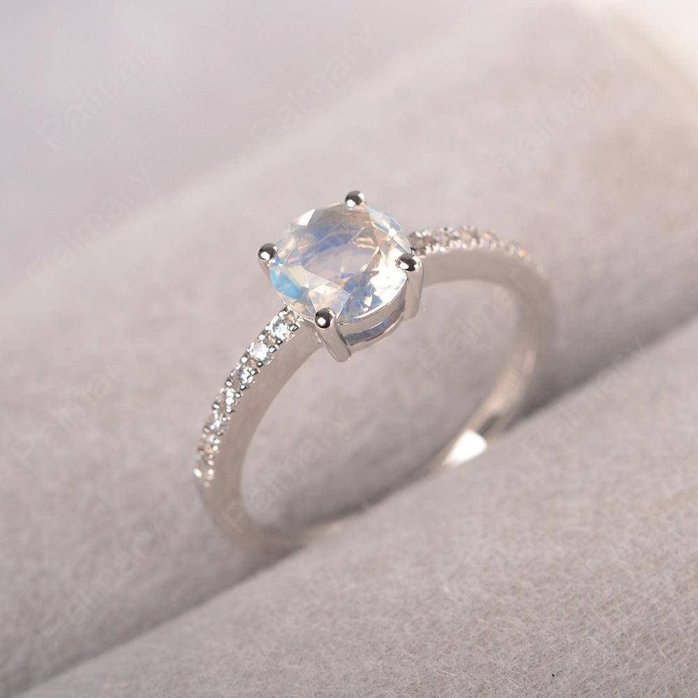 Round Cut Moonstone Wedding Ring Silver - Palmary