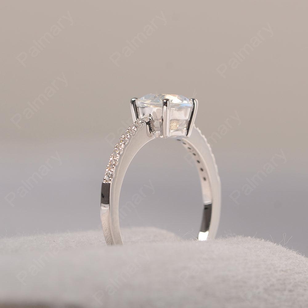 Round Cut Moonstone Wedding Ring Silver - Palmary