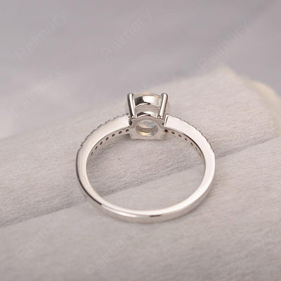 Round Cut Moonstone Wedding Ring Silver - Palmary