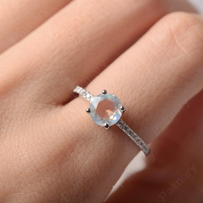 Round Cut Moonstone Wedding Ring Silver - Palmary
