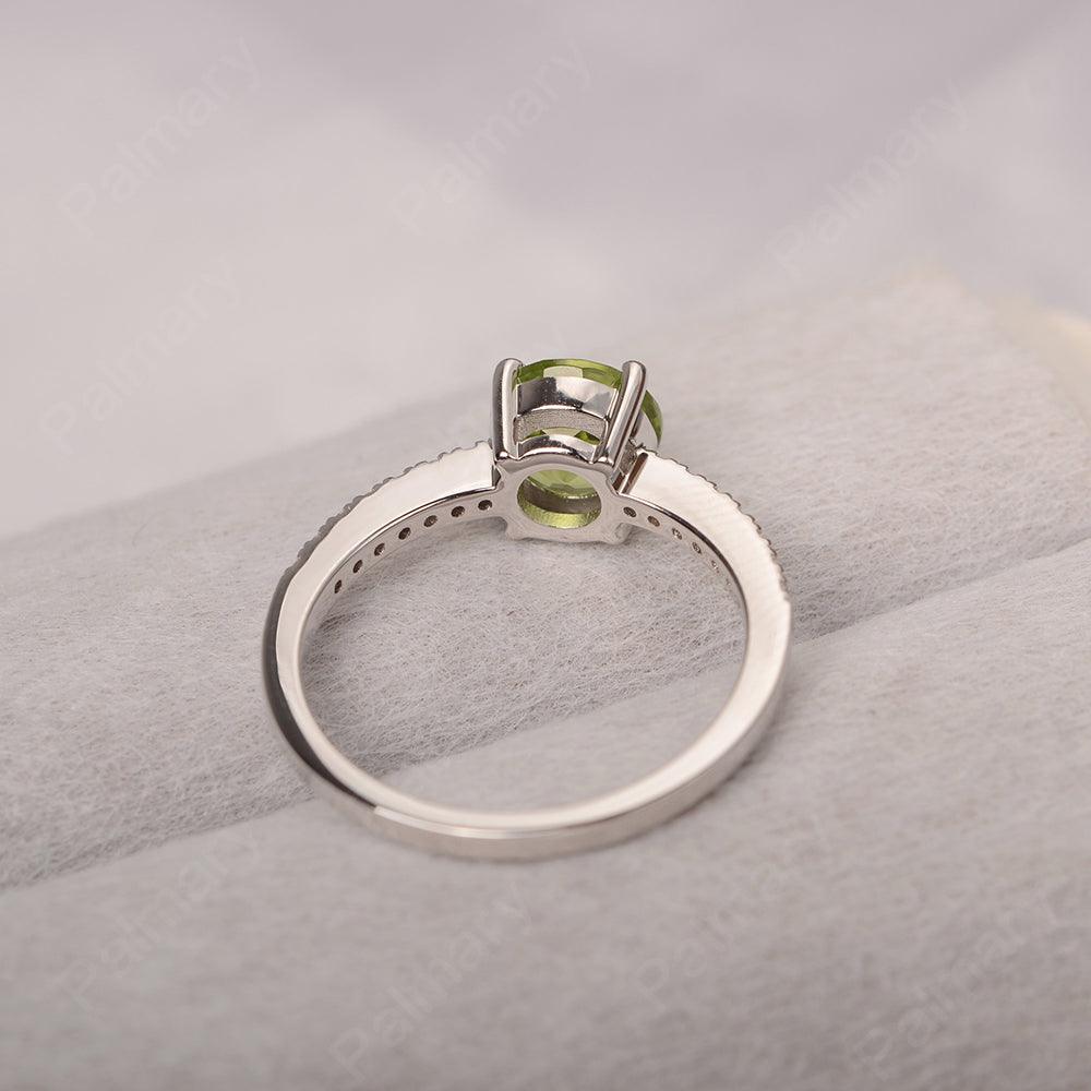 Round Cut Peridot Wedding Ring Silver - Palmary