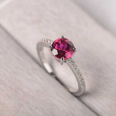 Round Cut Ruby Wedding Ring Silver - Palmary