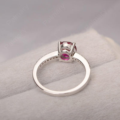 Round Cut Ruby Wedding Ring Silver - Palmary