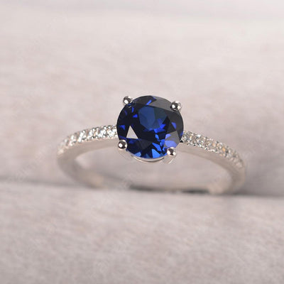 Round Cut Sapphire Wedding Ring Silver - Palmary